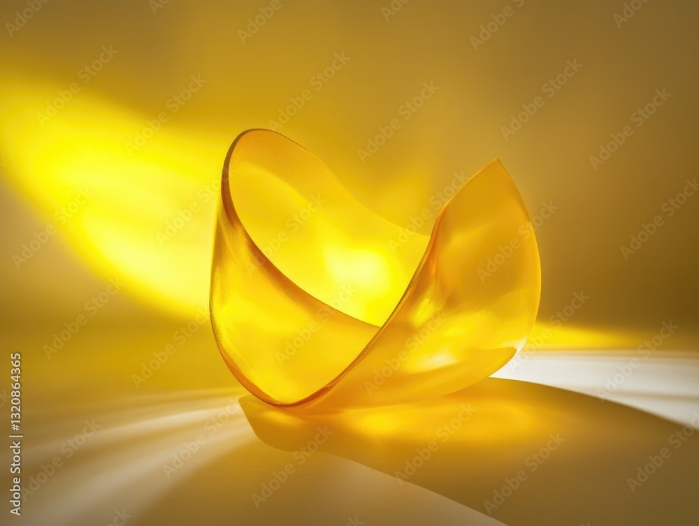 Poster a close-up view of a bright yellow object sitting on a table, great for use in product photography o