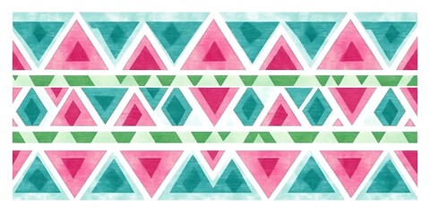 Hand drawn watercolor geometric patterns with geometric triangle shapes