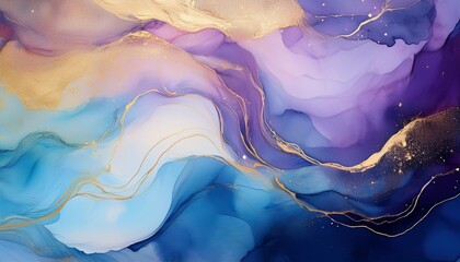 Fototapeta premium Abstract background. Pastel blue and violet gradient with subtle golden dust – modern, artistic, and elegant design. 