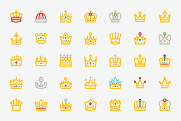 Royalty Crown King Queen Color Icons