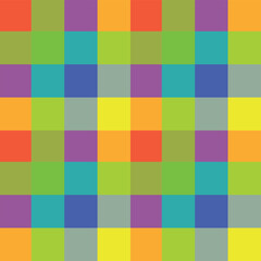 Deep Tomato Seamless Checks with Iridescent Bright Light Green accents Background