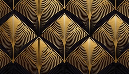 Naklejka premium Abstract background. Art Deco-inspired geometric pattern in gold and black – classic, prestigious, and luxurious design. 