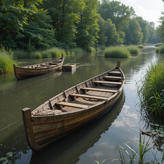 Obraz premium old coracle boats