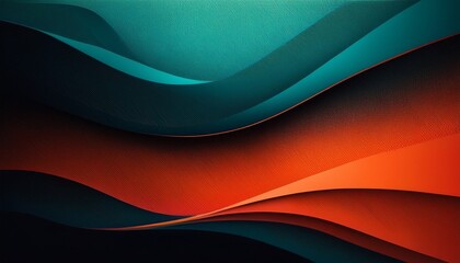 Fototapeta premium Abstract background. Futuristic layered gradient with teal and orange hues, contrasted by deep black, creating a bold and dynamic backdrop. 