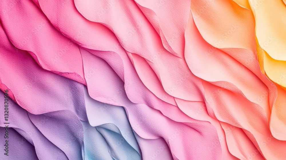 Poster Minimalist graphic design abstract background concept. A vibrant abstract design featuring flowing waves in gradient shades of pink and purple.