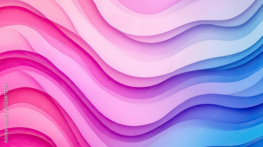 Poster digital watercolor painting abstract background idea. vibrant abstract waves in pink and blue showca