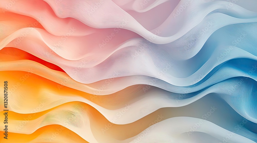 Poster Digital watercolor painting abstract background idea. Colorful wave patterns create a dynamic and vibrant visual texture.