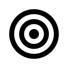 Target icon. Flat archery target with concentric black rings. Abstract vector illustration.