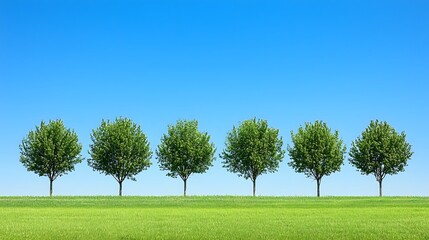 Lush Green Trees Under Bright Blue Sky in Idyllic Natural Setting