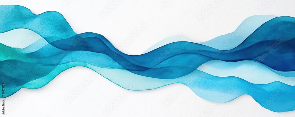 Aufkleber digital watercolor painting abstract background idea. a flowing abstract wave design in shades of bl