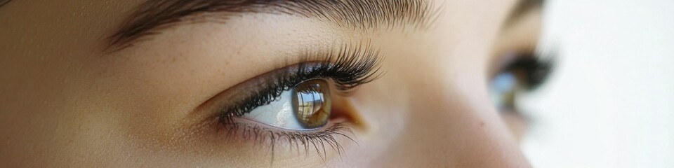 Naklejka premium Eyelash Tinting Transformation: Closeup Before & After Treatment by Professional Master