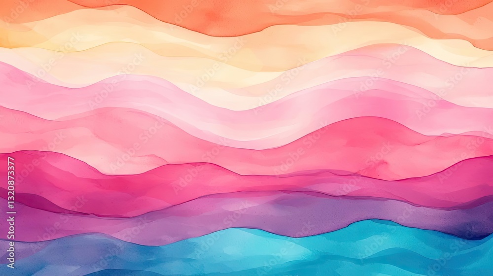 Aufkleber digital watercolor painting abstract background idea. a vibrant watercolor background with flowing w