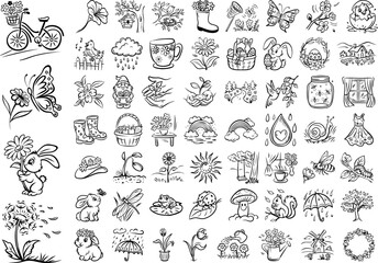 Hand-Drawn Spring and Nature Doodle Collection