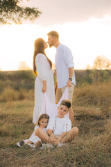 Fototapeta premium Family day. Happy family people having fun in summer vacation