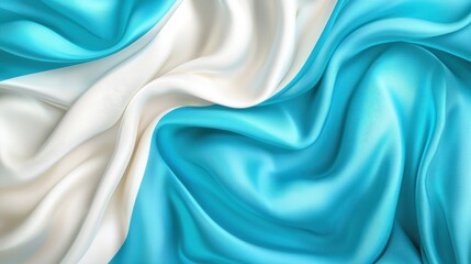 Obraz premium Fluid blue glossy waves with a silky texture, mesmerizing abstract motion design, perfect for modern beauty and skincare concepts