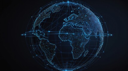 Obraz premium A Mesmerizing Digital Globe Pulsating With Interconnected Light, Showcasing Global Unity And Technological Advancement In A Dark, Cosmic Backdrop