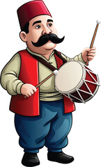 Happy traditional turkish ramadan drummer vector
