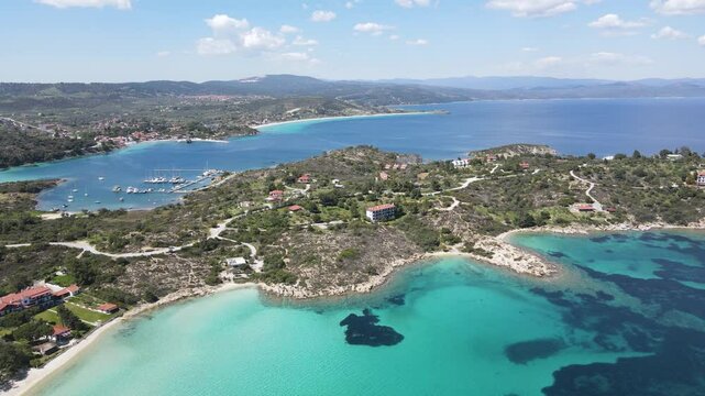 Amazing view of Sithonia coastline near Lagonisi Beach, Chalkidiki, Central Macedonia, Greece