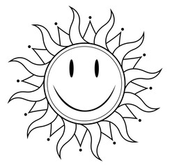 Sun smile vector illustration print.