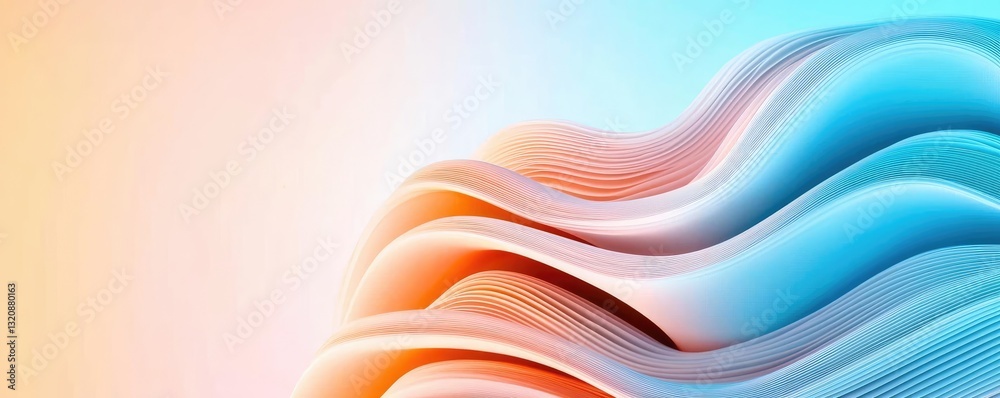 Aufkleber Minimalist graphic design abstract background concept. Abstract wave patterns in vibrant colors create a soothing artistic backdrop.