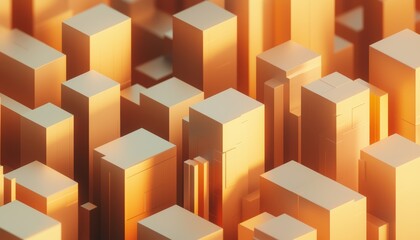 Obraz premium Seamless tessellated fractal cityscapes creating a never-ending 3D illusion, high-end geometric architectural pattern, surreal refinement