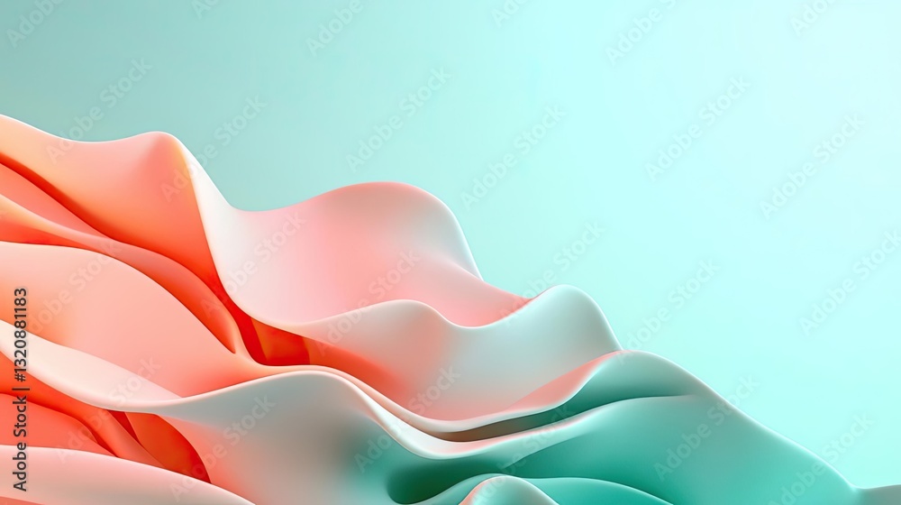 Poster Minimalist graphic design abstract background concept. A soft wave of pastel colors blending seamlessly, creating a soothing abstract design.