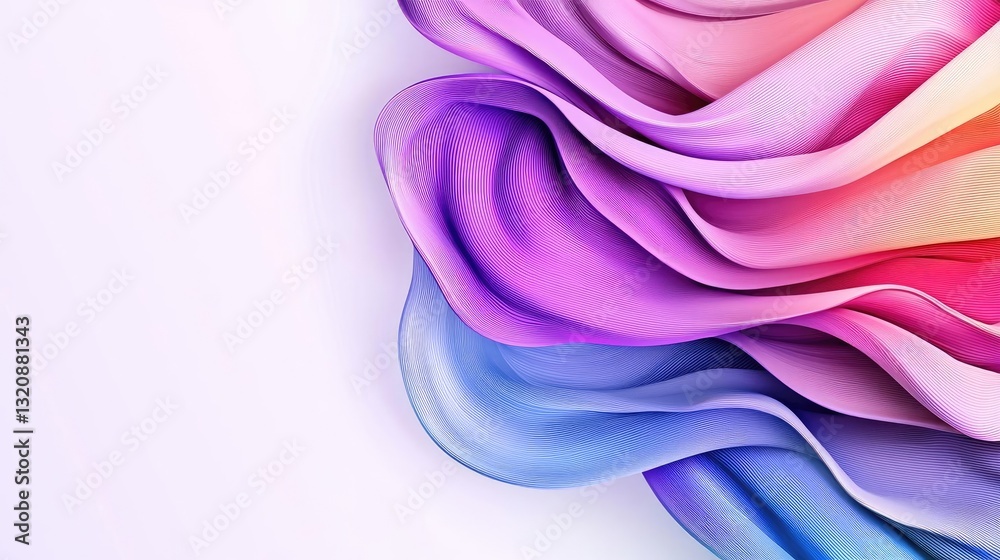 Aufkleber Minimalist graphic design abstract background concept. Colorful flowing fabric drapes creating a smooth and abstract background texture.