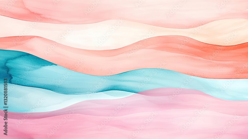 Aufkleber Digital watercolor painting abstract background idea. Soft flowing colors create a serene abstract background for creative projects.
