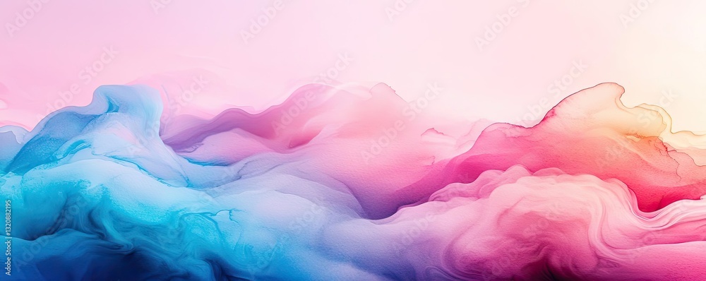 Aufkleber digital watercolor painting abstract background idea. abstract colorful smoke waves blending in a dr