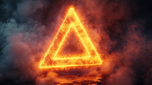Fiery Triangle Abstract Art Glowing Intensely. AI Generated