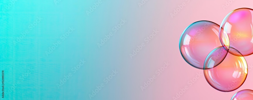 Poster minimalist graphic design abstract background concept. colorful bubbles floating on a vibrant gradie
