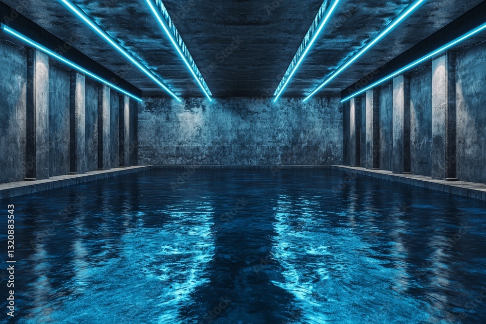 Poster the background features an abstract futuristic pattern with glowing neon lights and grid lines, char