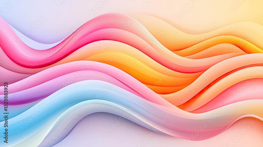 Aufkleber digital watercolor painting abstract background idea. colorful abstract waves design with smooth gra