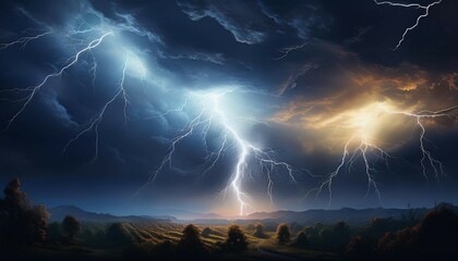 lightning bolt in the dark sky night image