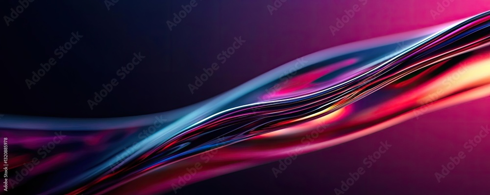Poster Minimalist graphic design abstract background concept. Abstract colorful wave pattern with vibrant lines and smooth curves in rich hues.