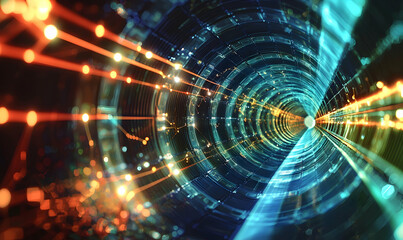 Fototapeta premium Abstract tech scene with tube details, illustrating the dynamic energy flow and vibrant interconnectedness of modern tech.