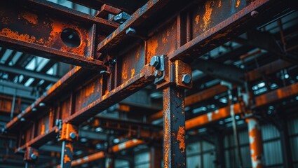 Fototapeta premium Rusty beams, symbolizing industrial decay and the passage of time