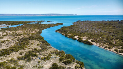 A river mouth in Southern Australia, seen from above