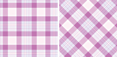 Iridescent Purply Pink and Iridescent Pale Grey Seamless Tartan Fabric Design