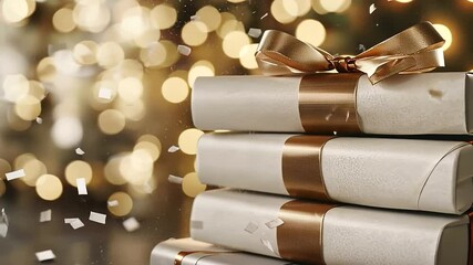 Graduation Ceremony with Diplomas and Falling Confetti