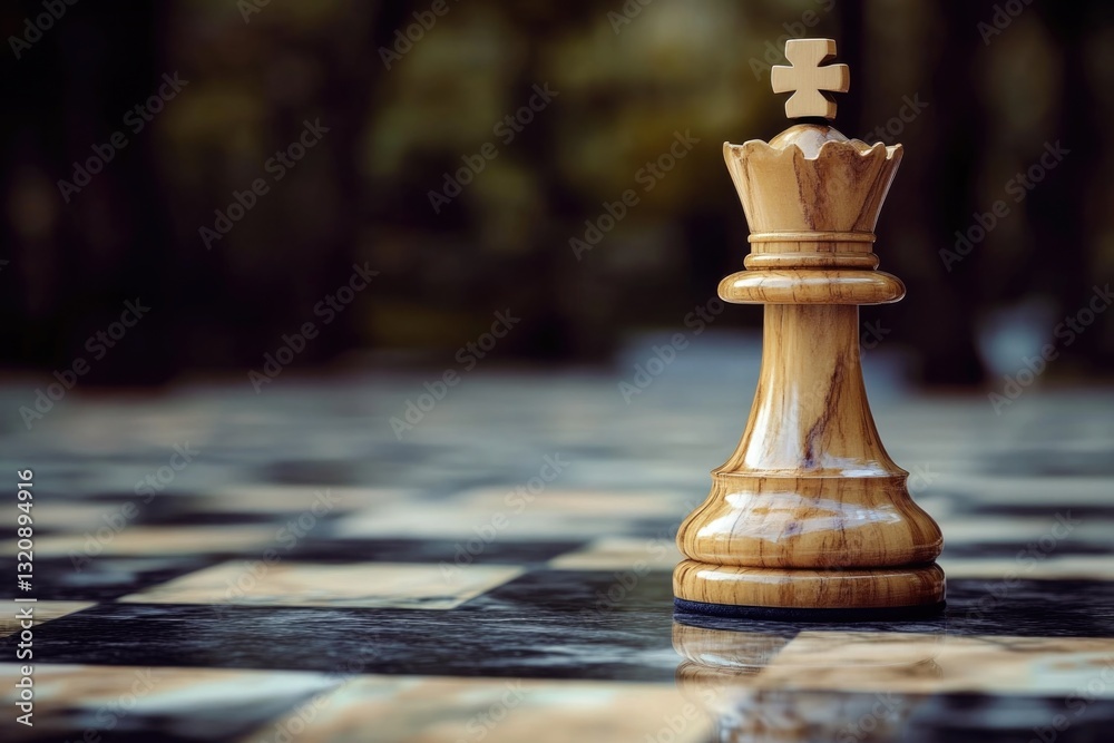 Poster Close-up view of a chess piece on a board, perfect for representing strategy and decision-making