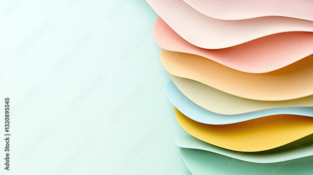 Aufkleber minimalist graphic design abstract background concept. colorful wavy paper layers create a soothing 