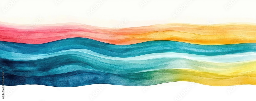 Poster digital watercolor painting abstract background idea. colorful watercolor wave patterns in vibrant h