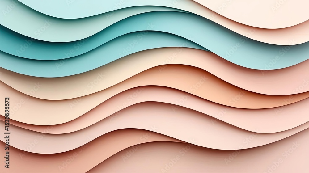 Aufkleber minimalist graphic design abstract background concept. colorful wave patterns in soft pastel tones f