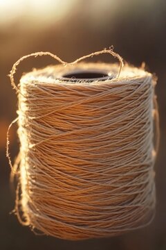 Close-up of a spool of twine wrapped multiple times