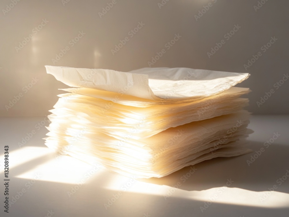 Leinwandbilder a stack of paper towels sits on top of a table, ready for use