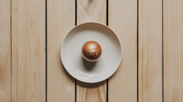 Healthy eating concept with a single onion 