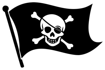 Pirate flag skull silhouette vector.