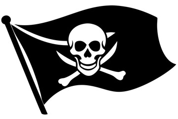 Pirate flag skull silhouette vector.
