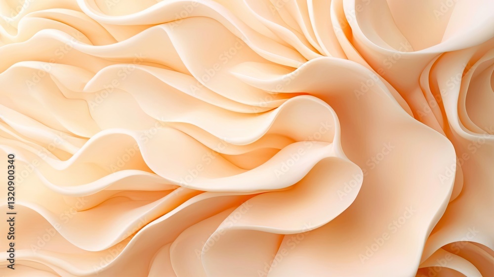 Poster Abstract landscape background idea. Elegant soft waves of peach color fabric create a soothing abstract background.